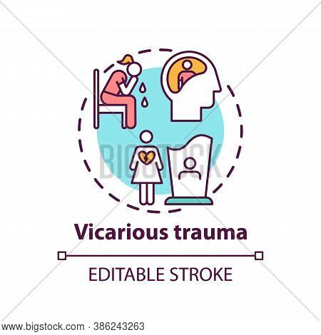 Vicarious Trauma Concept Icon. Working With Trauma Survivor Clients Idea Thin Line Illustration. Emo