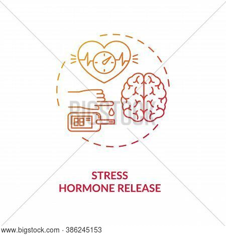 Stress Hormone Release Concept Icon. Heart Rate Increase Idea Thin Line Illustration. Cardiovascular
