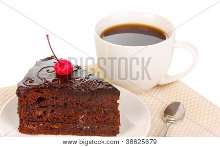 Beyaz izole çikolata sacher kek