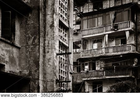 Balcony closeup in Xiahao Old street in Chongqing, China.