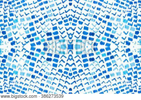 Seamless Snake Skin Pattern. Cobra Or Serpent Animal Print. Blue Color Design. Grunge Effect Materia
