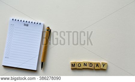 Notepad With Pen And Wooden Word 