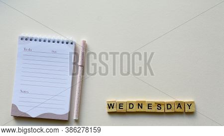 Notepad With Pen And Wooden Word 