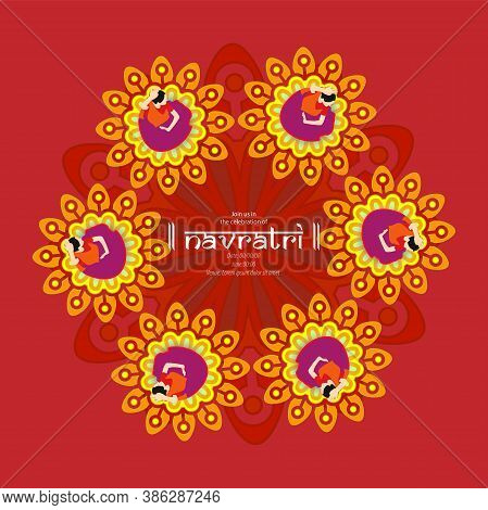 Navratri Is A Nine Day Festival For Goddess Durga. Durga Puja Celebration Poster. Graba Dance And Da
