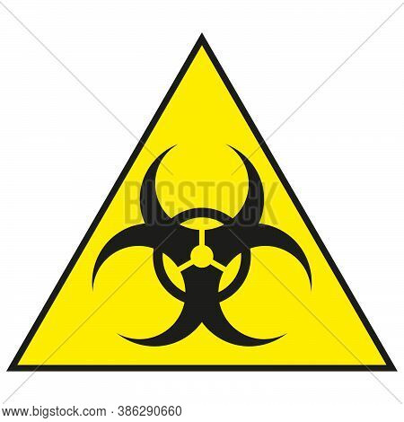 Isolated Yellow Triangular Biohazard Warning Sign On White Background