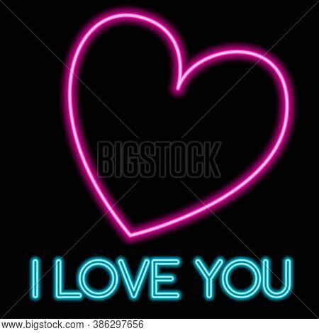 Neon Heart With The Inscription 