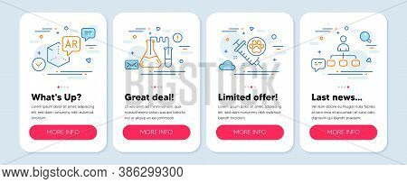 Set Of Line Icons, Such As Dog Vaccination, Chemistry Lab, Augmented Reality Symbols. Mobile App Moc