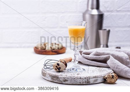 Glass Of Egg Liquor And Quail Eggs