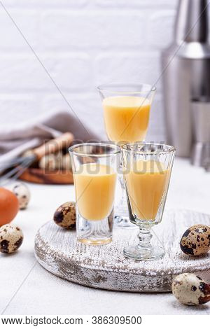 Glass Of Egg Liquor And Quail Eggs