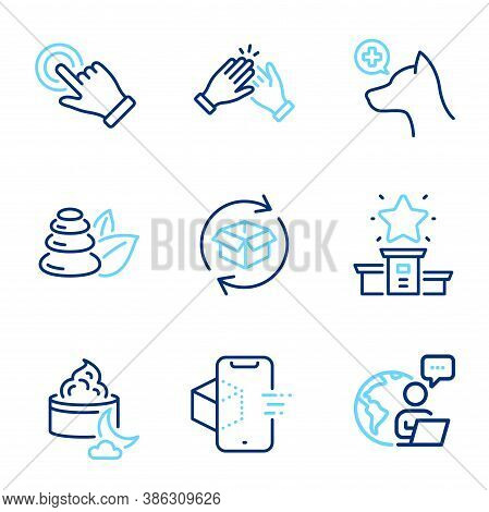 Business Icons Set. Included Icon As Return Parcel, Clapping Hands, Night Cream Signs. Touchscreen G