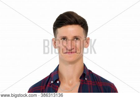 Got Close Shave. Happy Guy Isolated On White. Handsome Guy Smile With Stylish Haircut. Barbershop. H