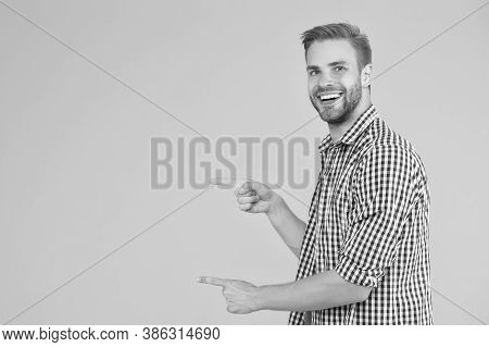Guy With Bristle Wear Casual Outfit. Handsome Man. Casual Concept. Daily Outfit. Man Model Clothes S
