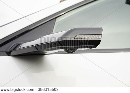 Sankt-petersburg, Russia - September 20 2020: New Audi E-tron Rearview  Camera Mirror