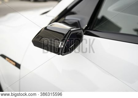 Sankt-petersburg, Russia - September 20 2020: New Audi E-tron Rearview  Camera Mirror