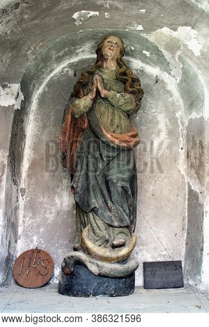 LOBOR, CROATIA - APRIL 02, 2013: Our Lady statue at Our Lady of the Mountain Church in Lobor, Croatia