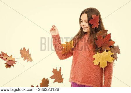 Hair Loss Concept. Remedies Damaged Hair. Kid Smiling White Background. Seasonal Hair Loss In Autumn