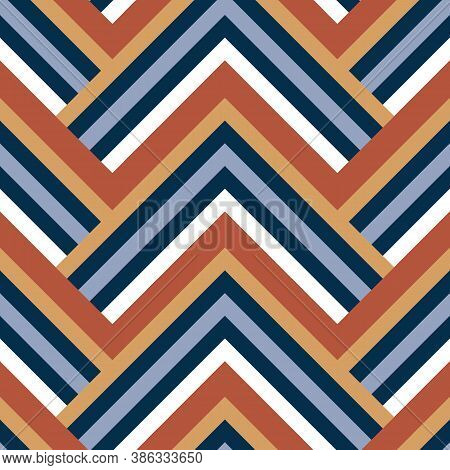 Classic Terracotta Chevron Shape Seamless Pattern Print