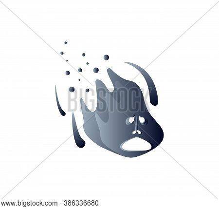 Spooky Blurred Ghost For Halloween Designs. Flying Wicked Ghostly Spook Or Spirit. Flat Art Vector I