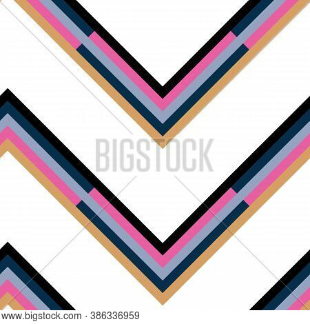Classic White Chevron Shape Seamless Pattern Print