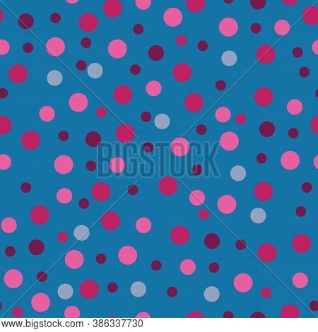 Classic Blue Polka Dots Seamless Pattern Print