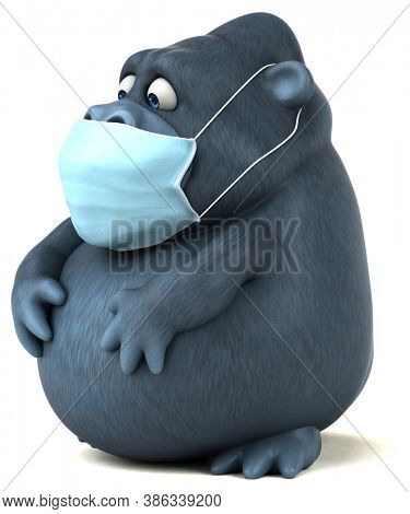Fun 3D cartoon gorilla with a mask
