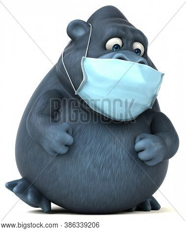 Fun 3D cartoon gorilla with a mask