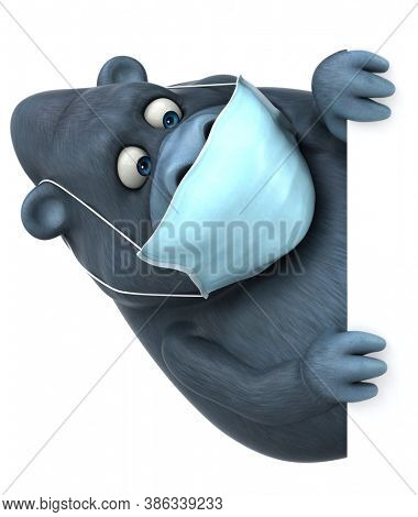 Fun 3D cartoon gorilla with a mask