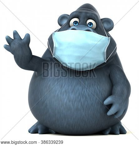 Fun 3D cartoon gorilla with a mask