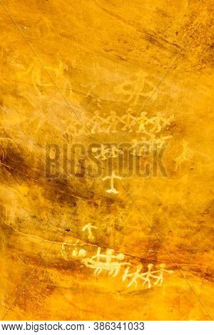 One Of The Paintings From This Historical Place Bhimbetka. The Rock Shelters And Caves Here Have A L