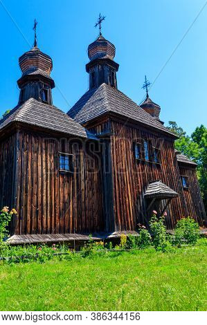 Ancient Wooden Orthodox Church Of St. Michael In Pyrohiv (pirogovo) Village Near Kiev, Ukraine
