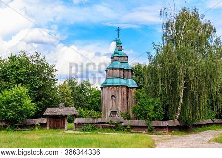 Ancient Wooden Orthodox Church Of St. Paraskeva In Pyrohiv (pirogovo) Village Near Kiev, Ukraine