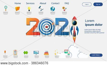 Creative Business Thinking 2021,darts Shoot Into Crotch For Success,set Icon, Idea Concept Vector Il