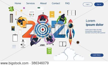 Creative Business Thinking 2021,darts Shoot Into Crotch For Success,set Icon, Idea Concept Vector Il