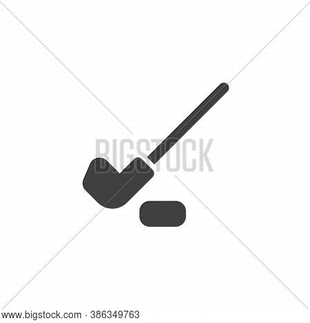 Hockey Sticks And Puck Vector Icon. Filled Flat Sign For Mobile Concept And Web Design. Hockey Sport