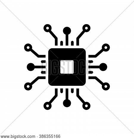 Black Solid Icon For Chip Digital Technology Microchip Circuit Semiconductor Electronic Hardware Mem