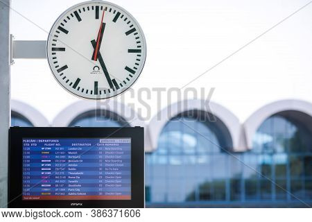 Otopeni, Romania - September 21, 2020: Details From The Newly Built Train Station At The Henri Coand