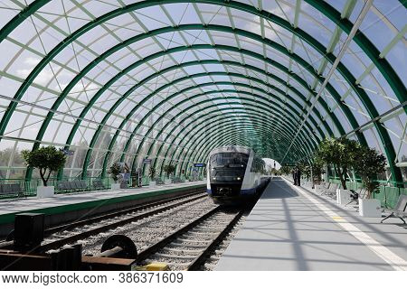 Otopeni, Romania - September 21, 2020: Details From The Newly Built Train Station At The Henri Coand