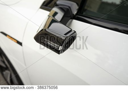 Sankt-petersburg, Russia - September 20 2020: New Audi E-tron Rearview  Camera Mirror