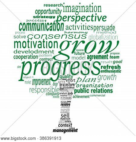 Tree Shape With Business Concept Words Isolated On White Background. Easy Manipulation And Custom Co