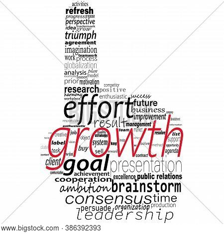 Finger Pointing To Up Shape With Business Concept Words Isolated On White Background. Easy Manipulat