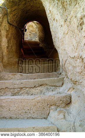 Passageways Inside The Medieval Cave City Of Vardzia On The Erusheti Mountain Near The Town Of Aspin