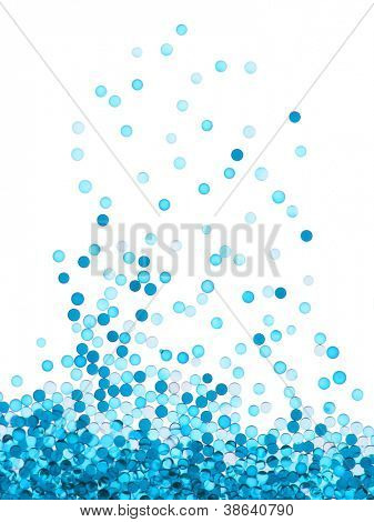 Micro particelle blu nel liquido. up galleggiante, ad alto ingrandimento macro.