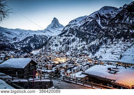 amazing view of Matterhorn peak from Zermatt