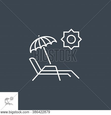 Chaise Lounge Icon. Chaise Lounge Related Vector Line Icon. Isolated On Black Background. Editable S