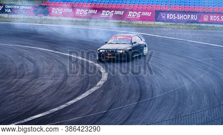Russia Ryazan International Track Atron September 2020. A Sports Car In A Controlled Skid On The Tra