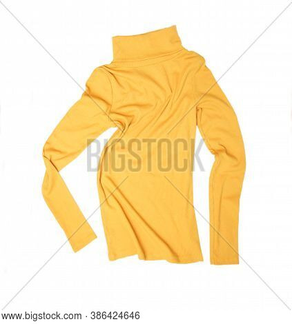 Yellow Sweater Under The Throat Isolated On White Background