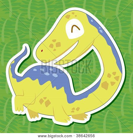 Etiqueta engomada linda dinosaurio