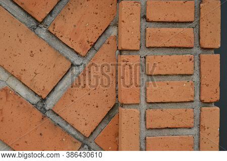 Brick wall, forming a coating of small architectural figures with column, abstract style, scene or texture background, photo zoom, Brazil, South America