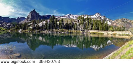 Lake Blanche Hiking Trail Panorama Views. Wasatch Front Rocky Mountains, Twin Peaks Wilderness,  Was