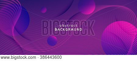 Fluid Background. 3d Flow Lines Movement. Vivid Dynamic Banner. Wave Digital Illustration. Purple Gr